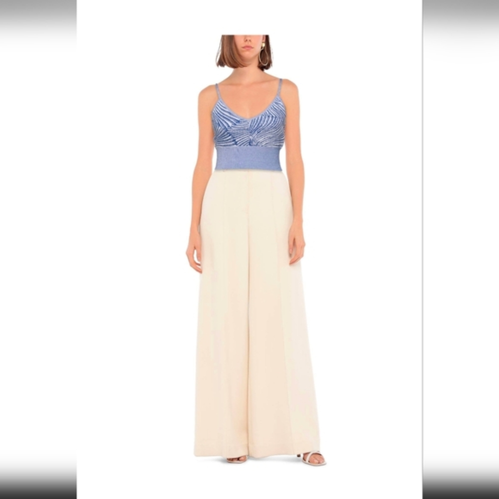 Baum Und Pferergarten Blue and White Knit Spaghetti Strap Tank Top